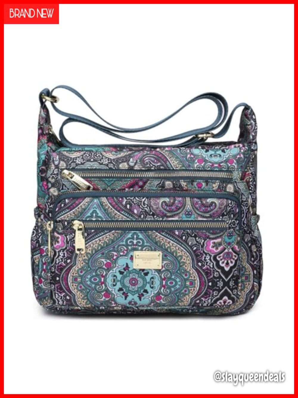 Nylon Crossbody Bag Multi Pocket Shoulder Handbag Travel Messenger Purse